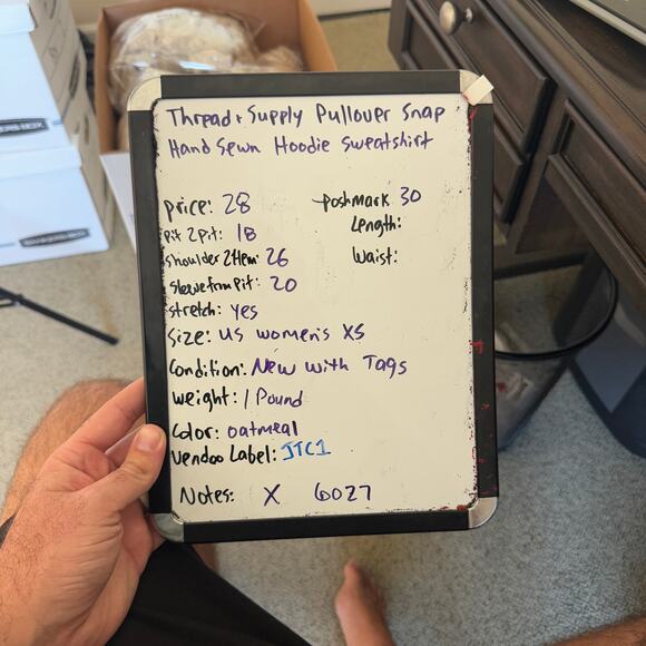 Thread Supply Pullover Snap Hand Sewn Hoodie Sweatshirt US Women's XS - Picture 7 of 7